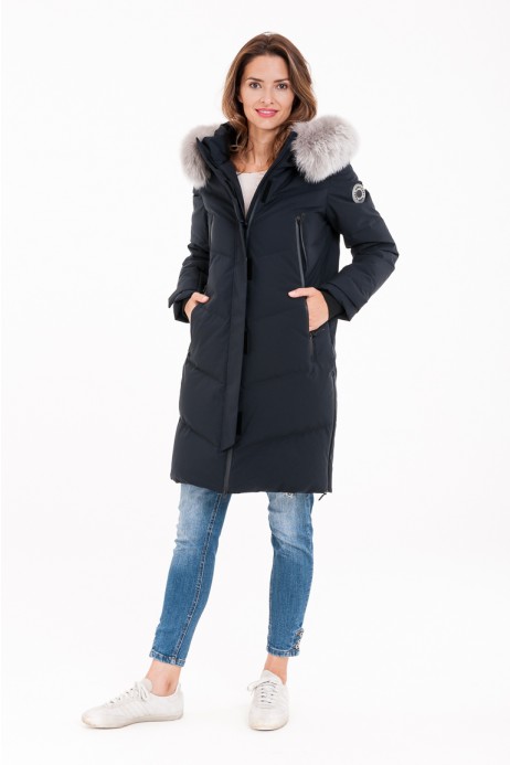 Dámský kabát s pravou kožešinou – G-286