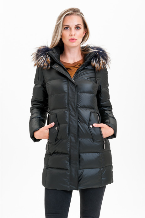 Dámský kabát s pravou kožešinou – W2083